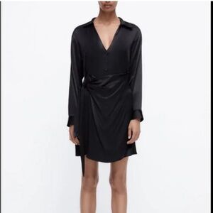 Zara Satin Button-Down Wrap Dress